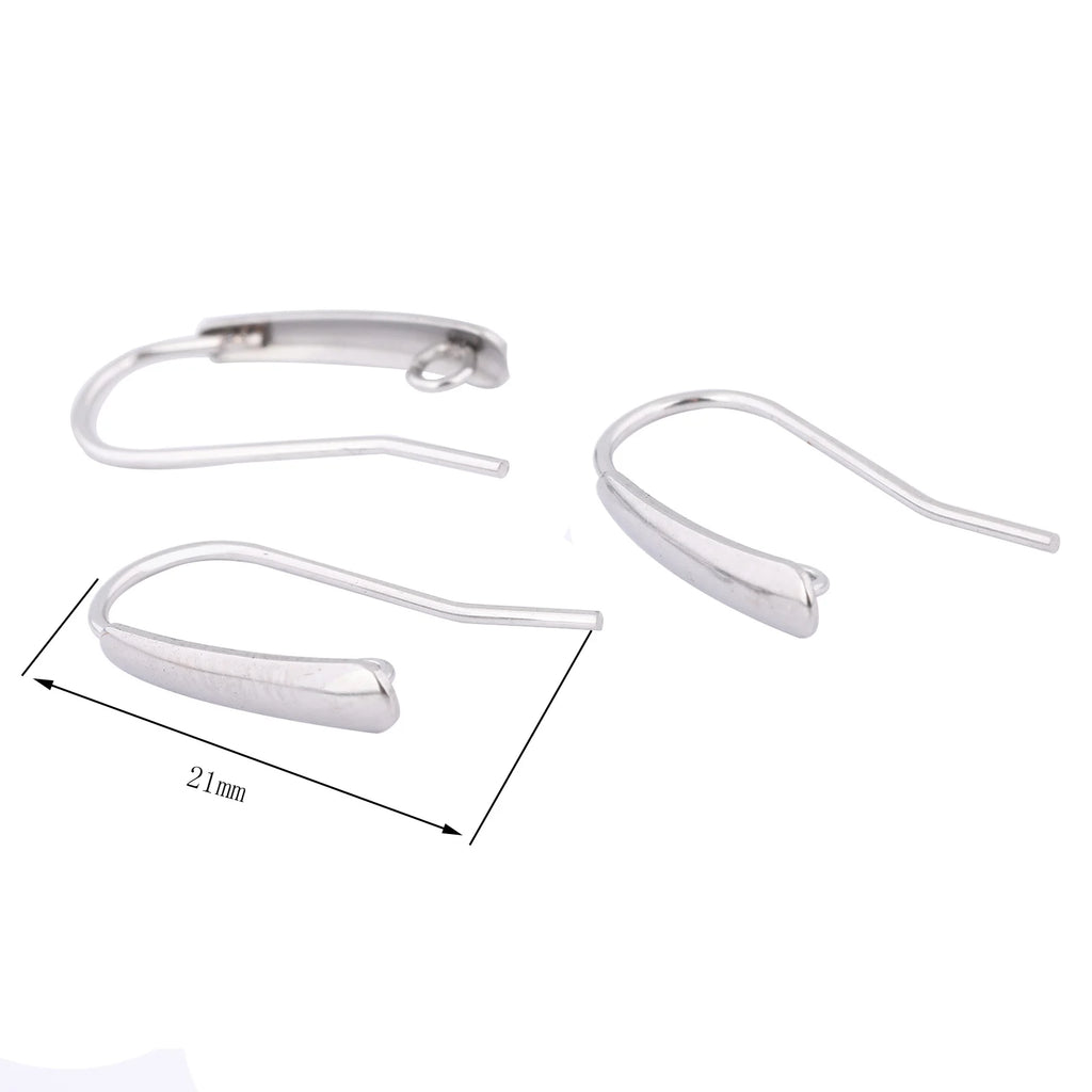 40pcs Stainless Steel Earring Hooks Findings With Loop Diy Ear Wire Clasps For Jewelry Making Supplies 12x21mm