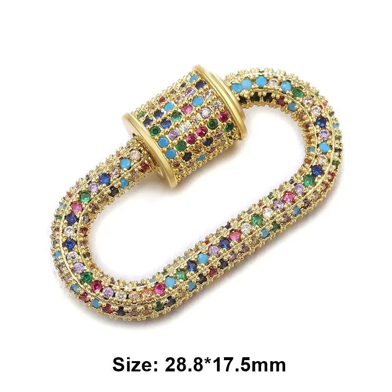 JUYA Luxury Pave Zircon Carabiner Clasps Spiral Lock Fastener Full Diamond Charms For DIY Fashion Jewelry Supplies Accessories