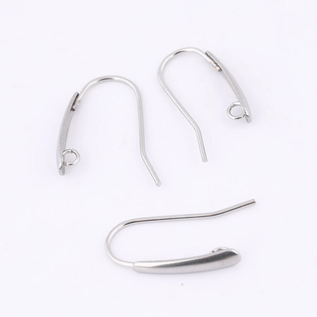 40pcs Stainless Steel Earring Hooks Findings With Loop Diy Ear Wire Clasps For Jewelry Making Supplies 12x21mm