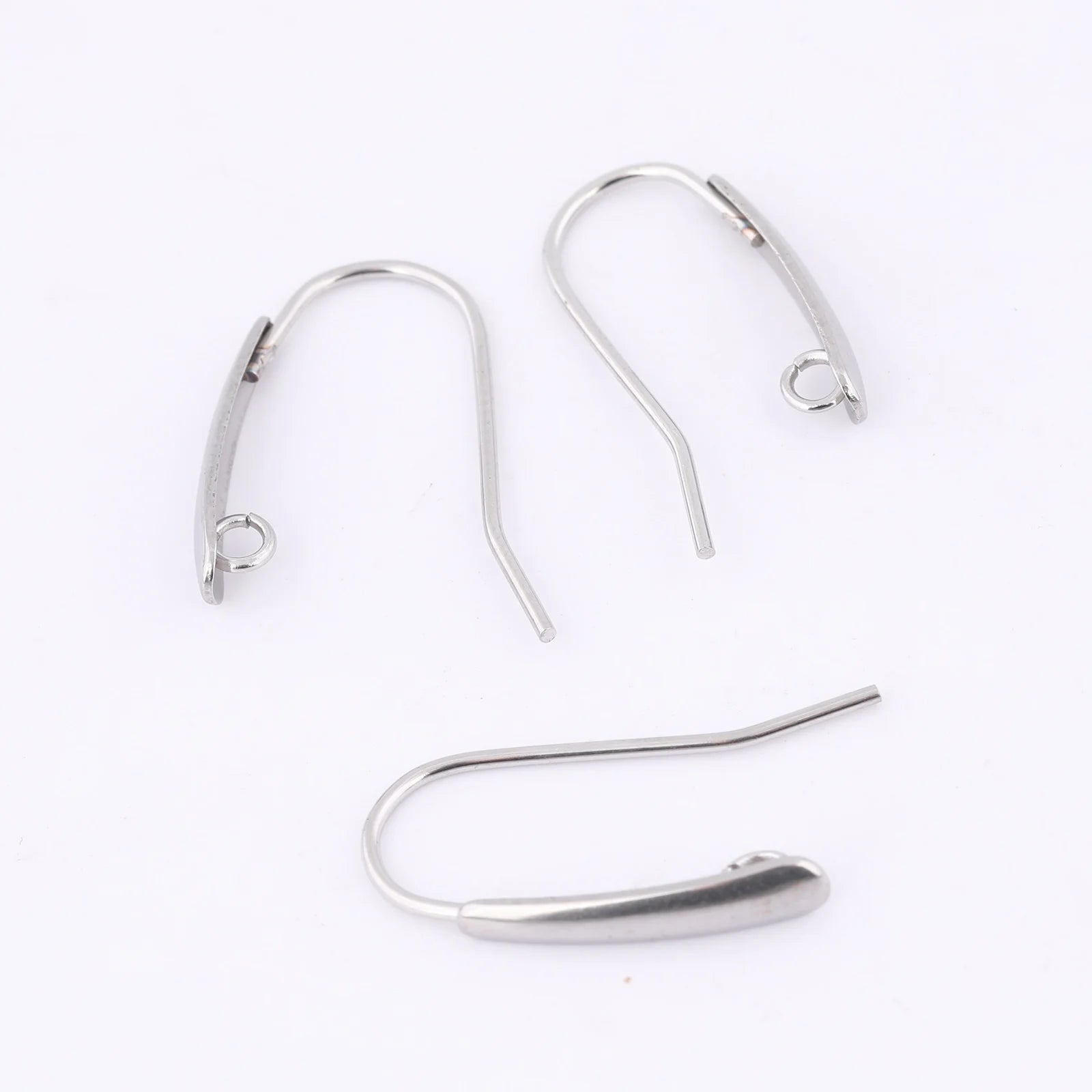 40pcs Stainless Steel Earring Hooks Findings With Loop Diy Ear Wire Clasps For Jewelry Making Supplies 12x21mm