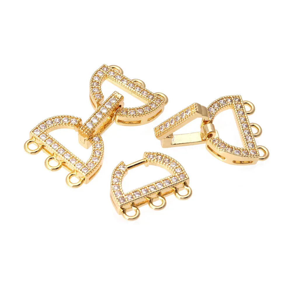 18K Gold Color Brass Zircon Round Shape Bracelets Connect Clasps High Quality Diy Jewelry Accessories Jewellery Making Materials