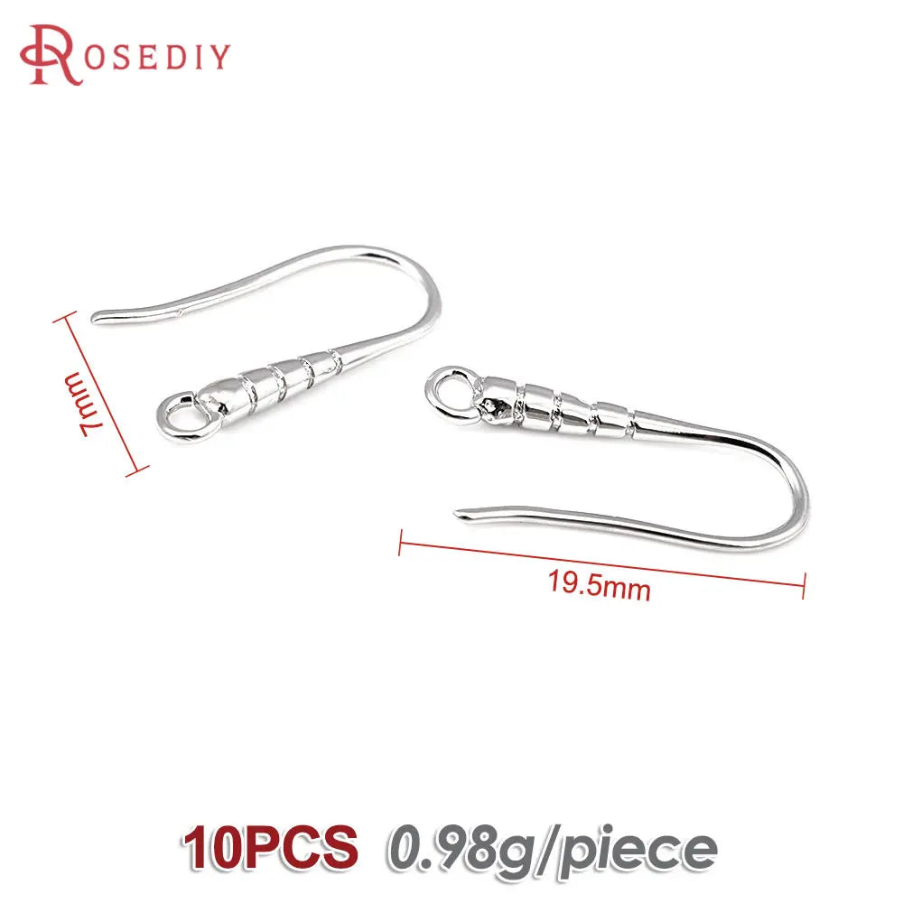 10PCS 19.5x7MM 18K Gold Color Brass Earrings Hooks High Quality Jewelry Earrings Making Supplies Diy Findings Accessories