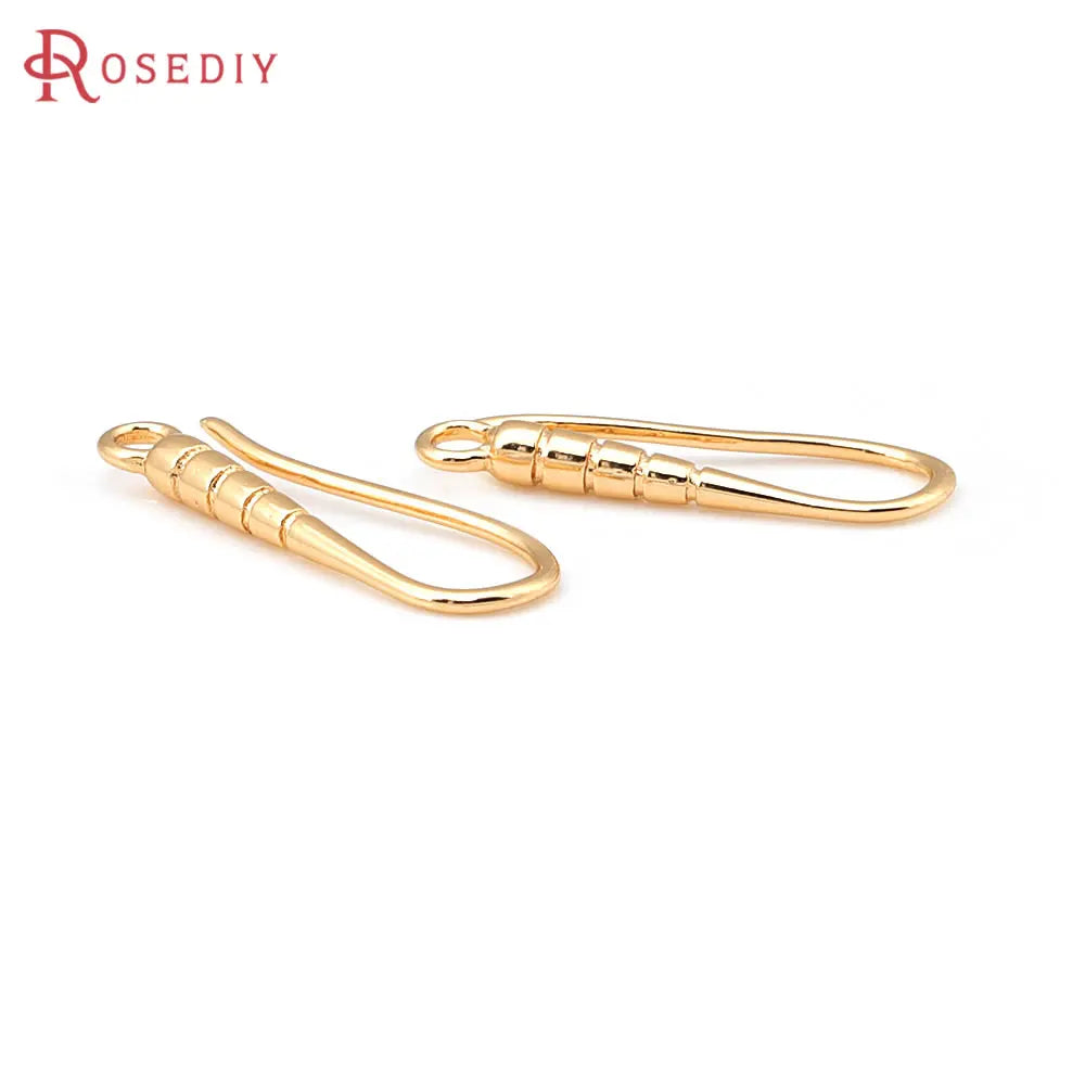 10PCS 19.5x7MM 18K Gold Color Brass Earrings Hooks High Quality Jewelry Earrings Making Supplies Diy Findings Accessories