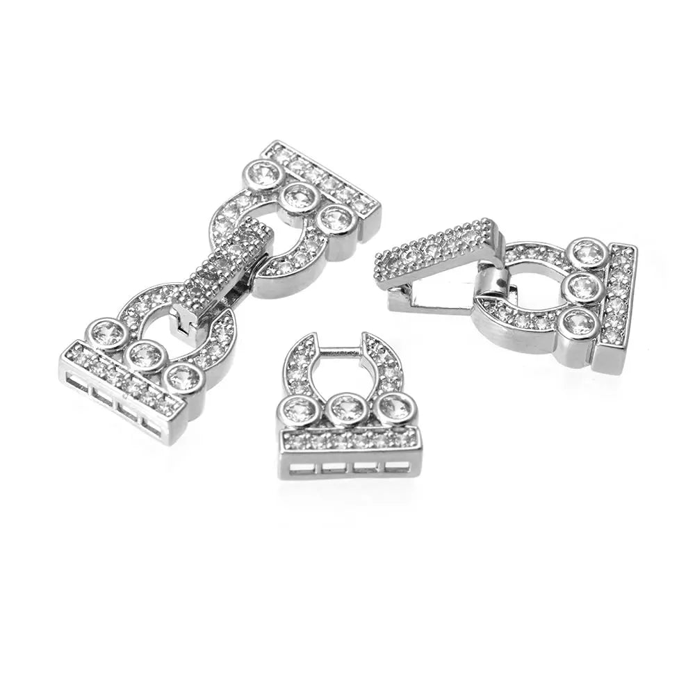 18K Gold Color Brass Zircon Round Shape Bracelets Connect Clasps High Quality Diy Jewelry Accessories Jewellery Making Materials