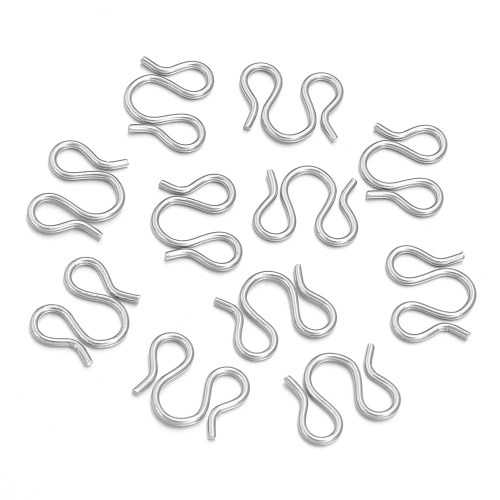 20Pcs Stainless Steel Gold Color S M Shape End Clasps Hooks Chain Connectors For Bracelet Necklace DIY Jewelry Making Supplies