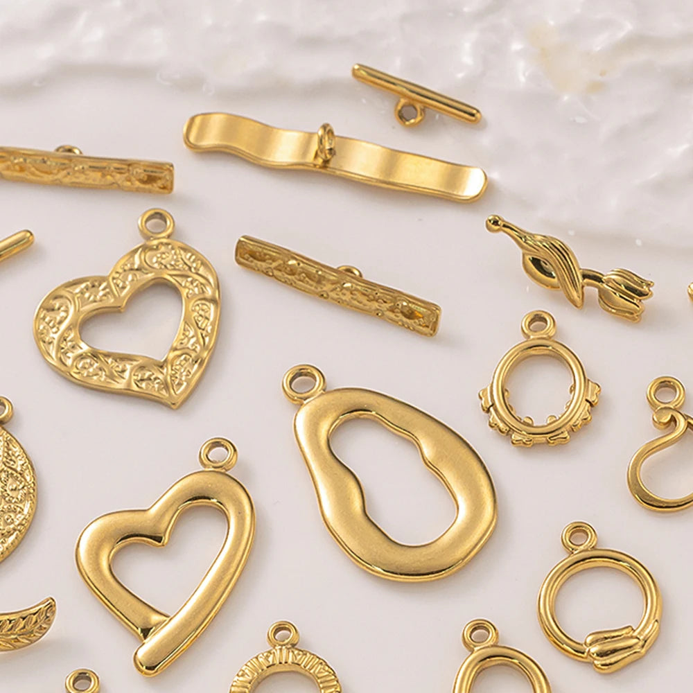 5 Sets Gold Color Stainless Steel OT Toggle End Clasp Buckle Connectors for DIY Bracelet Necklace Jewelry Making Supplies Crafts