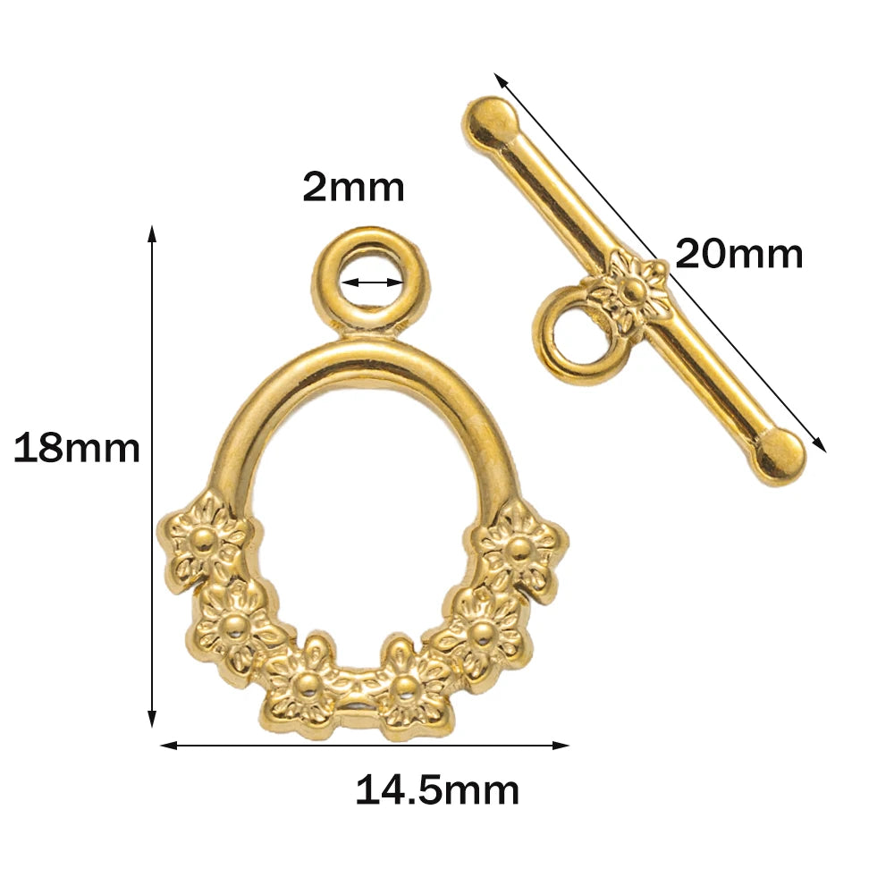 5 Sets Gold Color Stainless Steel OT Toggle End Clasp Buckle Connectors for DIY Bracelet Necklace Jewelry Making Supplies Crafts