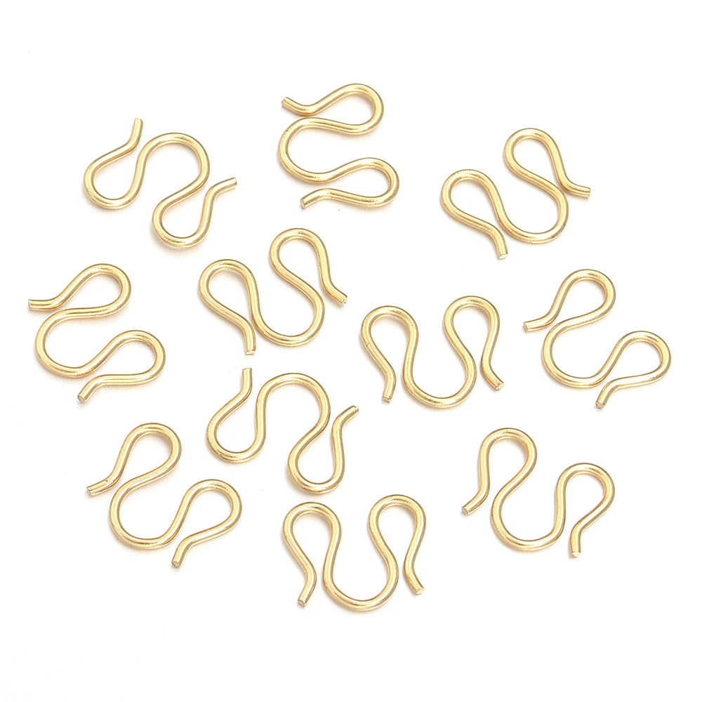 20Pcs Stainless Steel Gold Color S M Shape End Clasps Hooks Chain Connectors For Bracelet Necklace DIY Jewelry Making Supplies