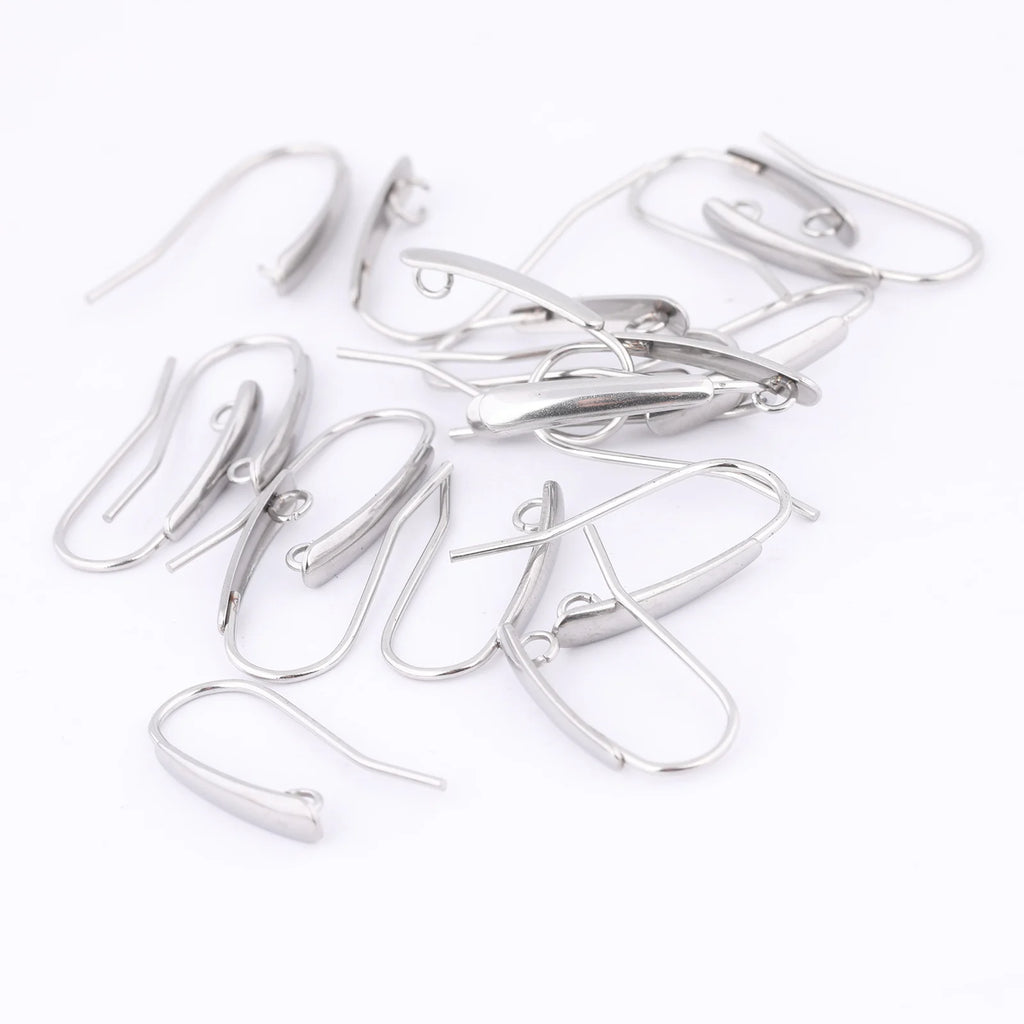 40pcs Stainless Steel Earring Hooks Findings With Loop Diy Ear Wire Clasps For Jewelry Making Supplies 12x21mm