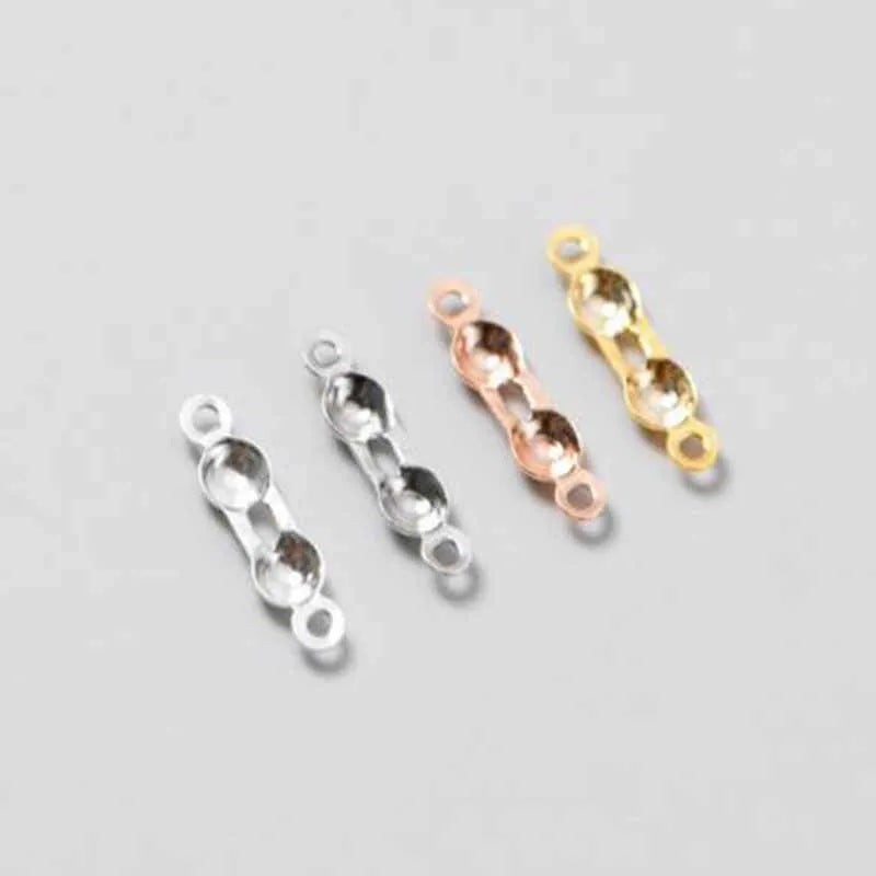 10pcs Genuine Real Pure Solid 925 Sterling Silver Closure End Beads Clasps Clips Gold Crimp Connector DIY Jewelry Making Finding