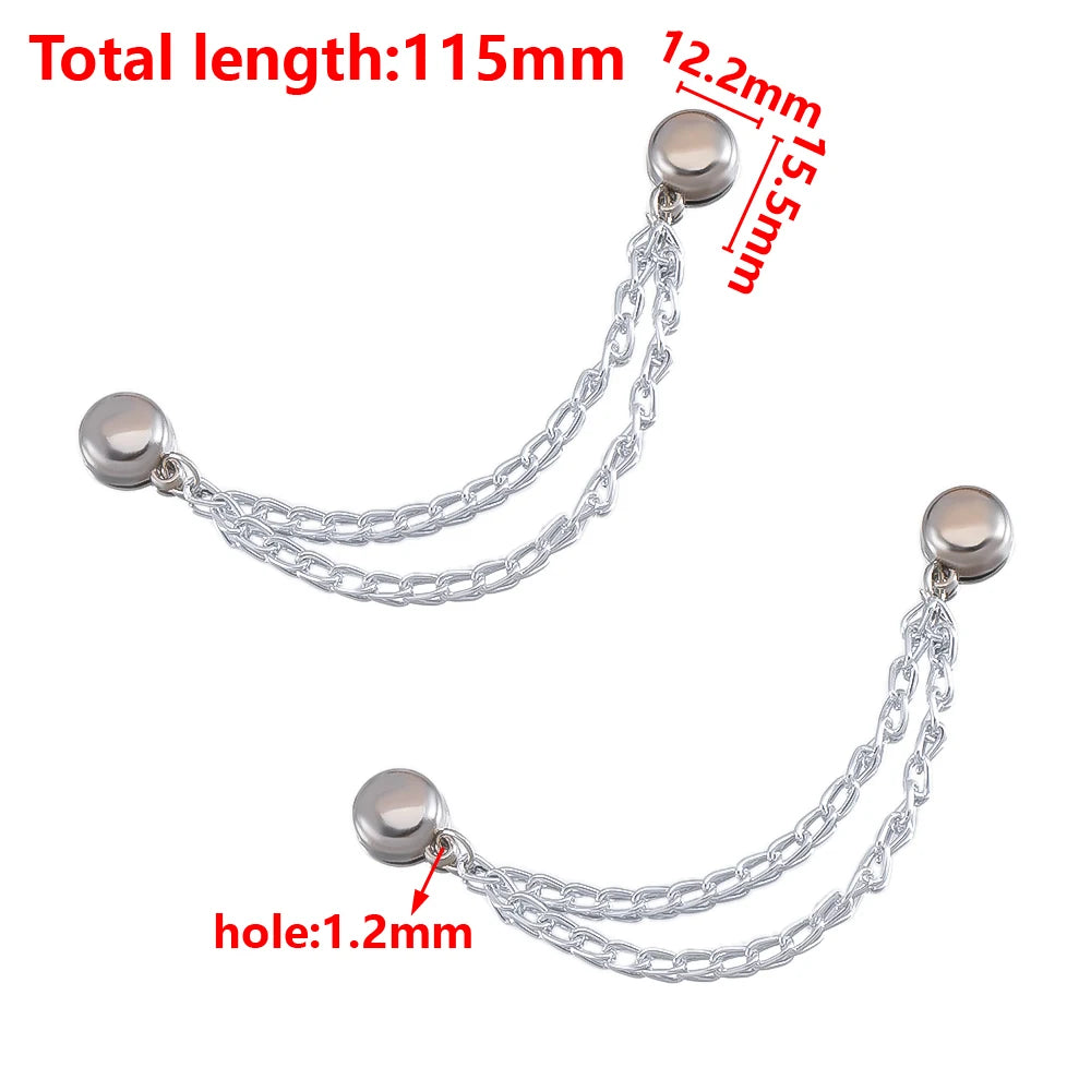 1pc 2pcs 4pcs 8pcs Tuck Waist Design Metal Chain Magnetic Buckle Long Pant Sleeve Shorten Free-suturing Fixed Alloy Brooch Strap