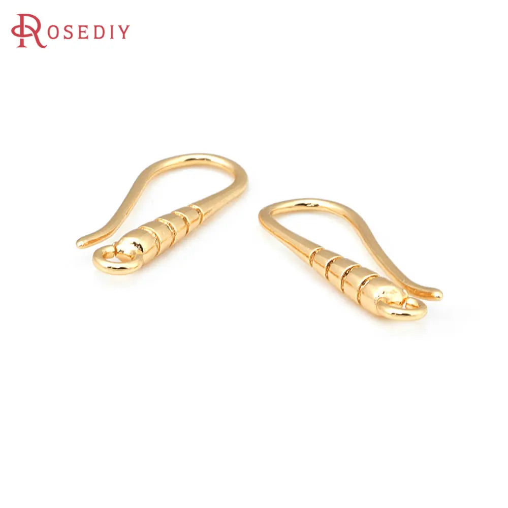 10PCS 19.5x7MM 18K Gold Color Brass Earrings Hooks High Quality Jewelry Earrings Making Supplies Diy Findings Accessories