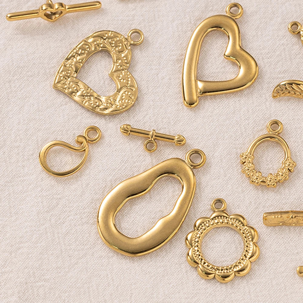 5 Sets Gold Color Stainless Steel OT Toggle End Clasp Buckle Connectors for DIY Bracelet Necklace Jewelry Making Supplies Crafts
