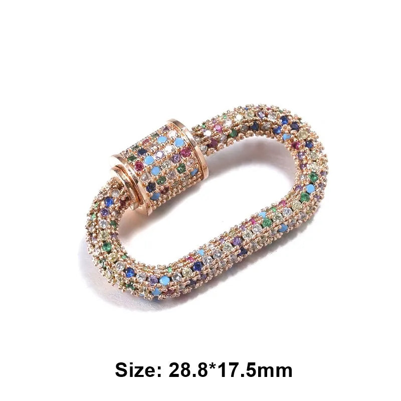 JUYA Luxury Pave Zircon Carabiner Clasps Spiral Lock Fastener Full Diamond Charms For DIY Fashion Jewelry Supplies Accessories