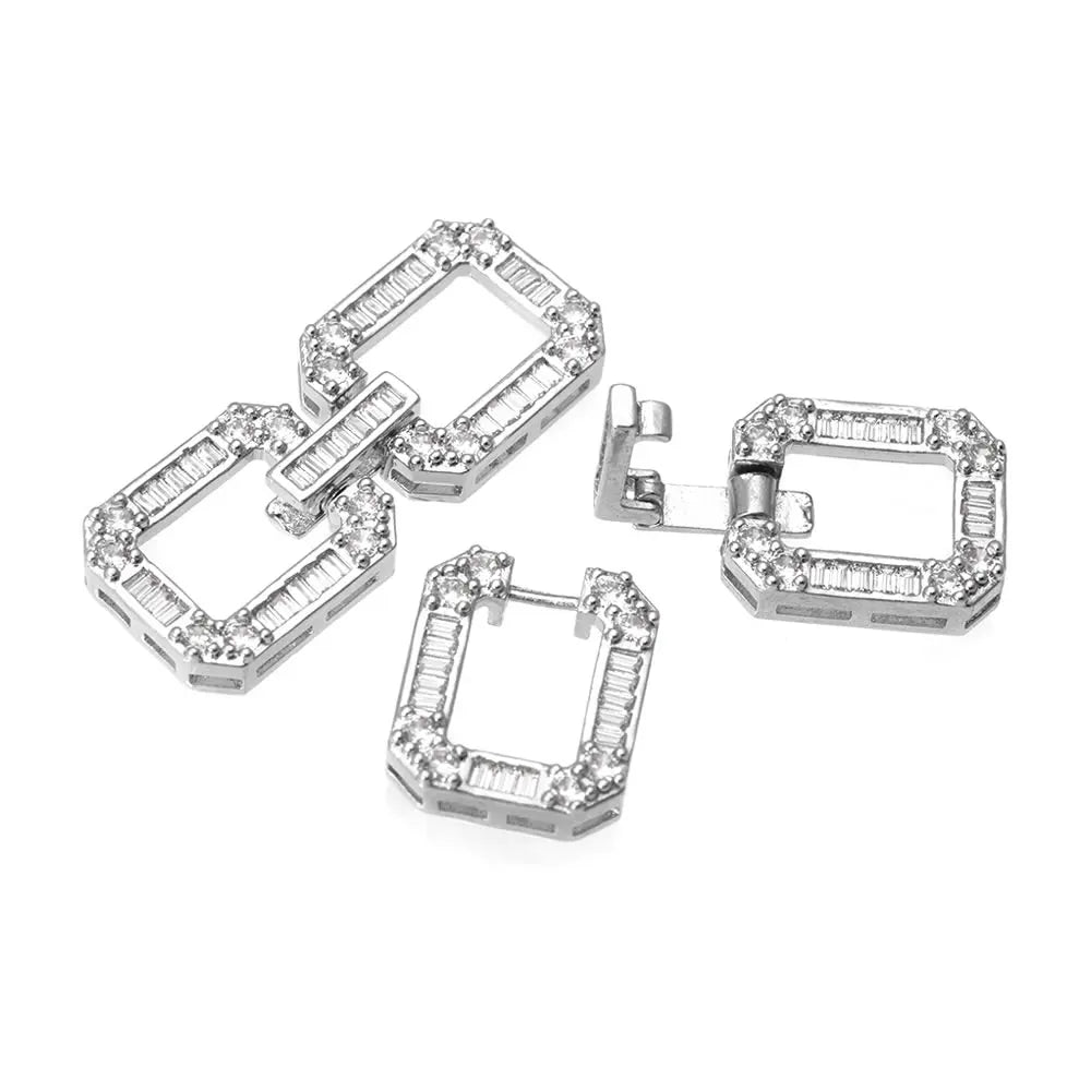 18K Gold Color Brass Zircon Round Shape Bracelets Connect Clasps High Quality Diy Jewelry Accessories Jewellery Making Materials