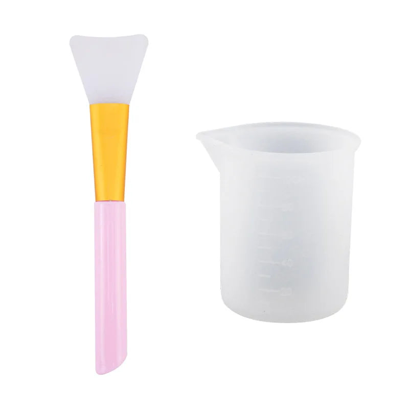 100ML Silicone Measuring Cup Graduated Beaker Epoxy Resin Glue Tools Reused Silicone Round Stirring Rod Measuring Tools