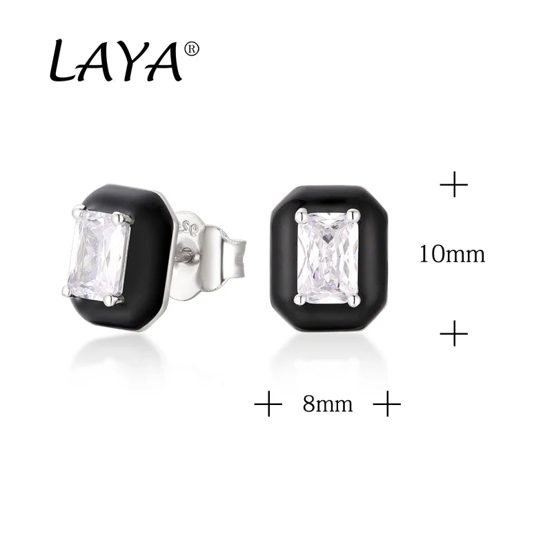 925Sterling Silver Fashion Simplicity Synthetic Crystal White Enamel Stud Earrings For Women's Party High Quality Trendy Jewelry