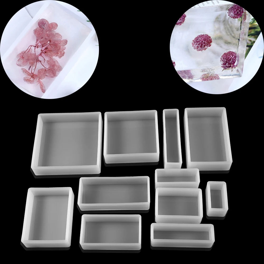 Square Rectangle Epoxy Resin Molds Real Dried Plants Flower Insect Specimen For Resin Epoxy Mold Silicone Jewelry Crafts Making