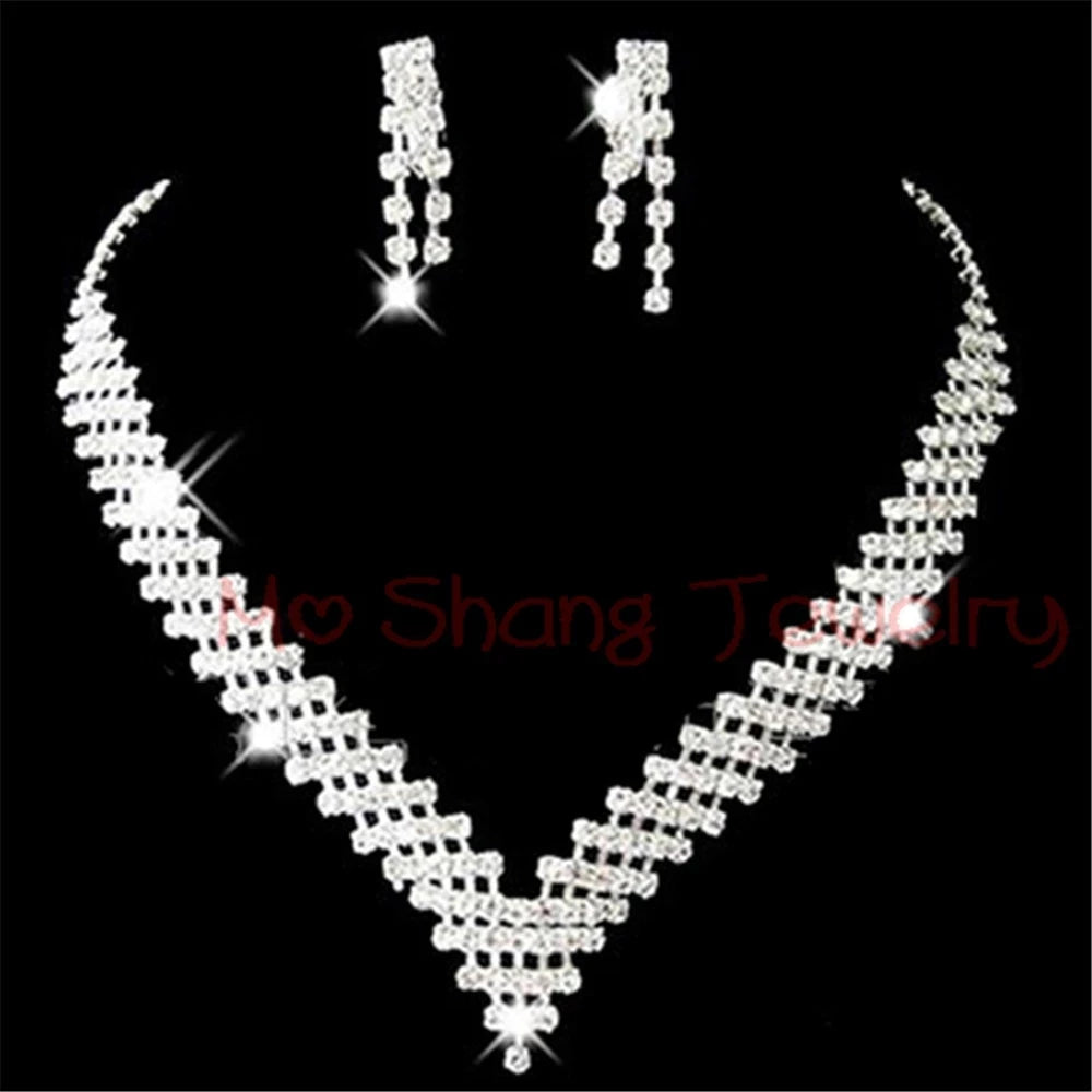 Fashion Wedding Bridal Jewelry Sets For Women Rhinestone Austrian Crystal Jewelry Set Bracelet Earrings Set Indian Accessories