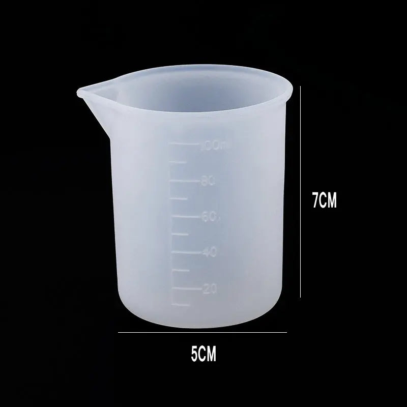 100ML Silicone Measuring Cup Graduated Beaker Epoxy Resin Glue Tools Reused Silicone Round Stirring Rod Measuring Tools