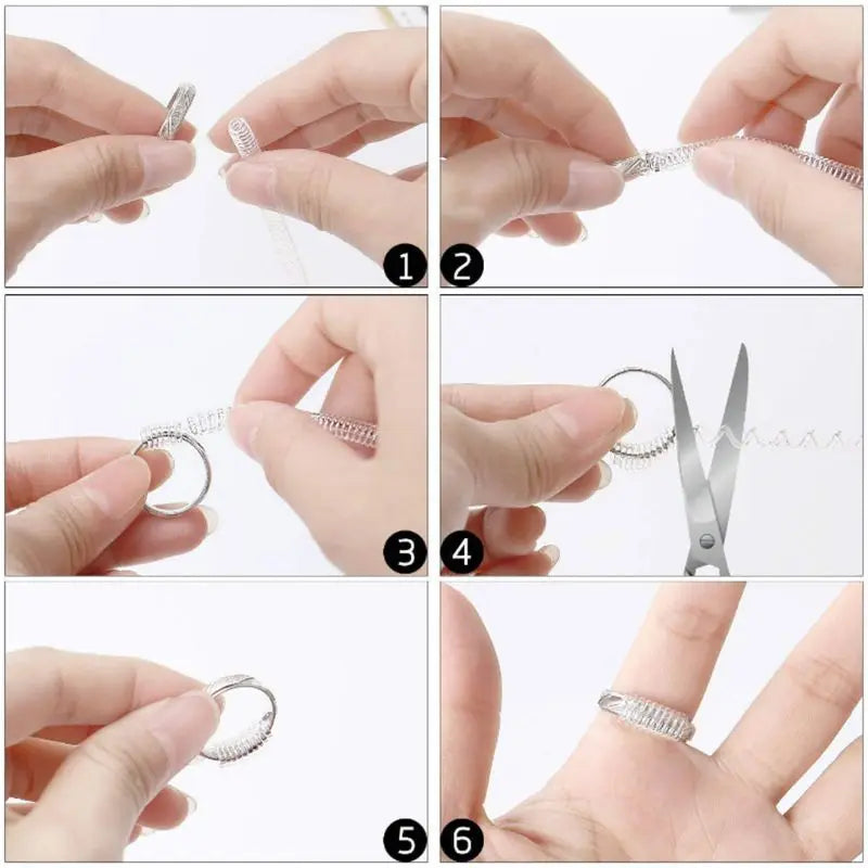Jewelry Tool Ring Adjuster Invisible Transparent Spiral Cord Tension Reducer Adjustable Sizes