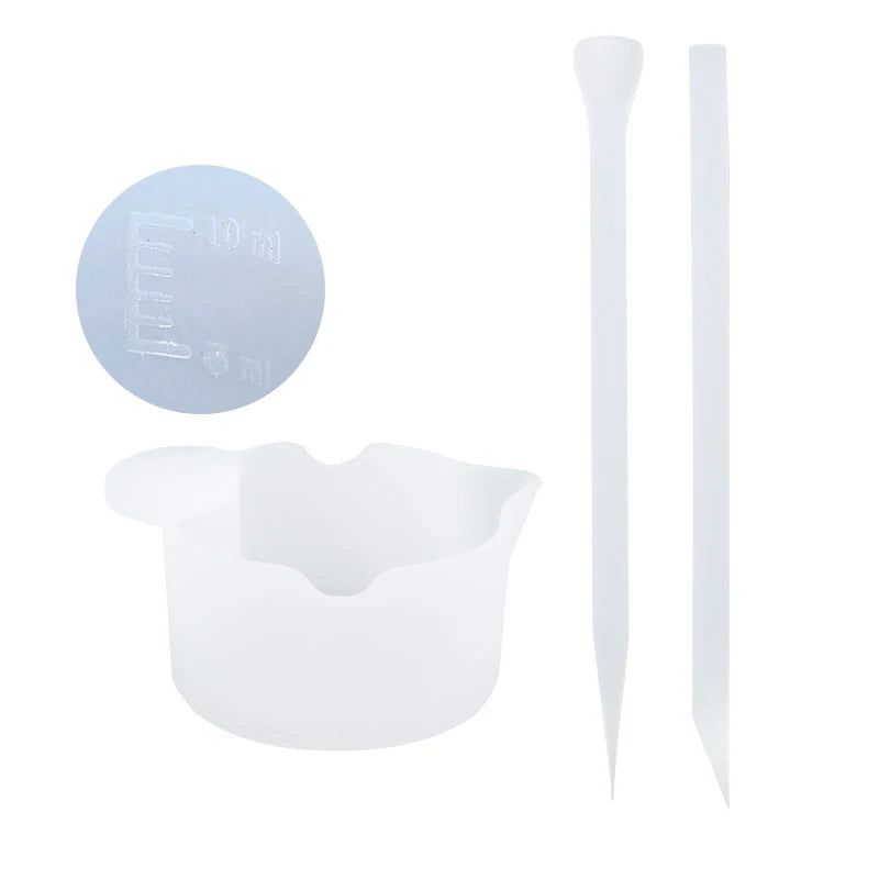 100ML Silicone Measuring Cup Graduated Beaker Epoxy Resin Glue Tools Reused Silicone Round Stirring Rod Measuring Tools