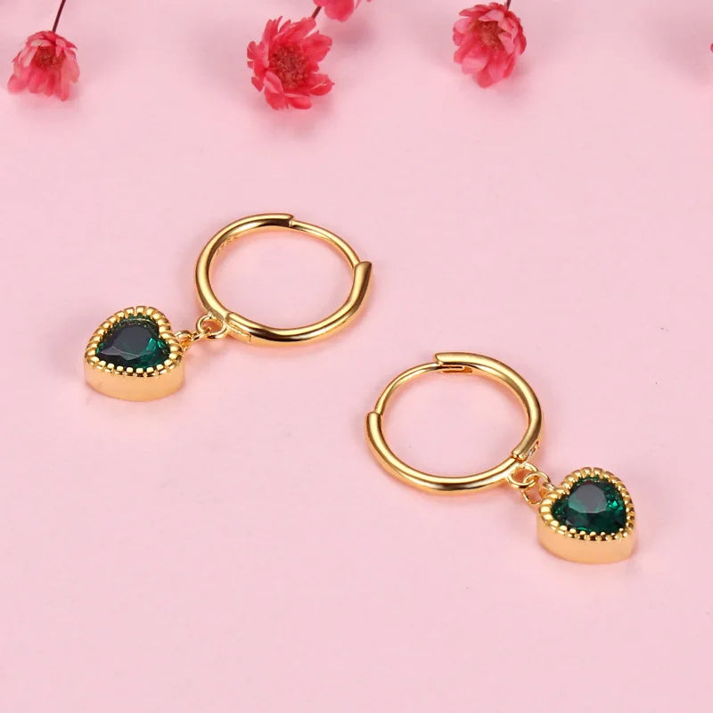 925 Sterling Silver Needle Luxury Green Series Small Hoop Earrings for Women 24K Gold Earrings Trend Jewelry Ear Accessories