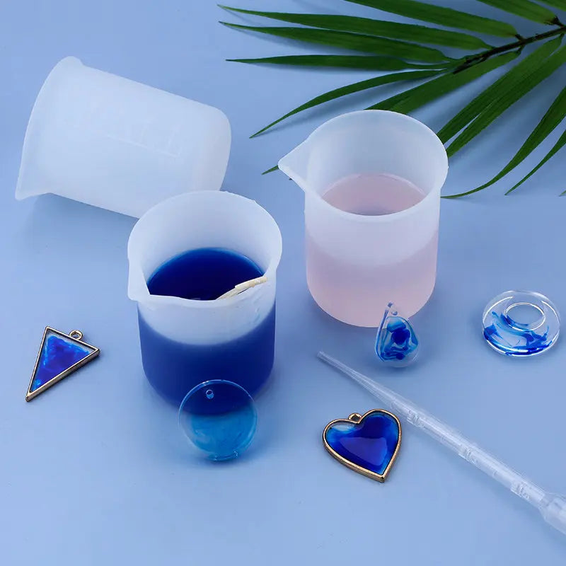 100ML Silicone Measuring Cup Graduated Beaker Epoxy Resin Glue Tools Reused Silicone Round Stirring Rod Measuring Tools
