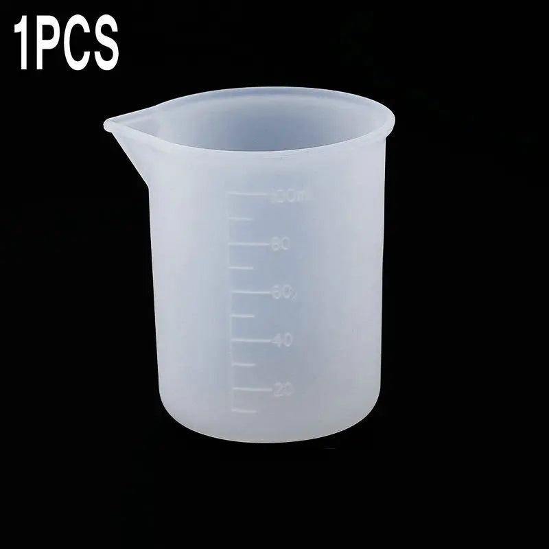100ML Silicone Measuring Cup Graduated Beaker Epoxy Resin Glue Tools Reused Silicone Round Stirring Rod Measuring Tools