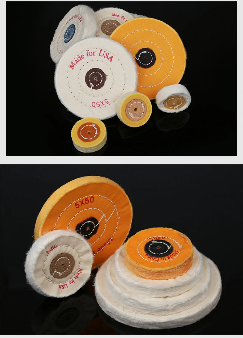 Cotton Polishing Wheel Cloth Buffing Wheel 3/4/5inch Arbor Buffer Mirror Polish White Round Wheel 50 layers Abrasive Tools