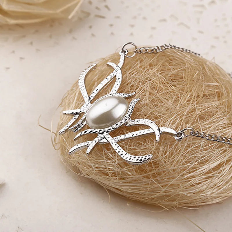 Movie Jewelry Cosplay Wholesale Elves Galadriel Queen Necklace JJR Tolkien Fantasy Fashion Faux  Pearl Silver Color Pendant