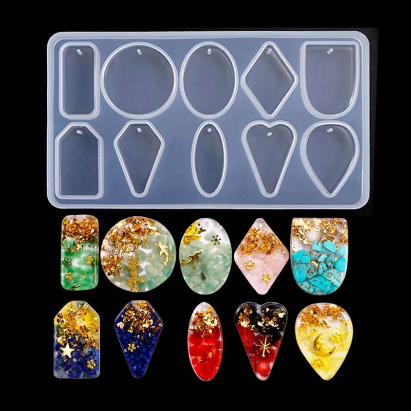 1PC Mix Pendant Shaped DIY Jewelry Tools UV Epoxy Resin Silicone Molds for Making Jewelry Supplies