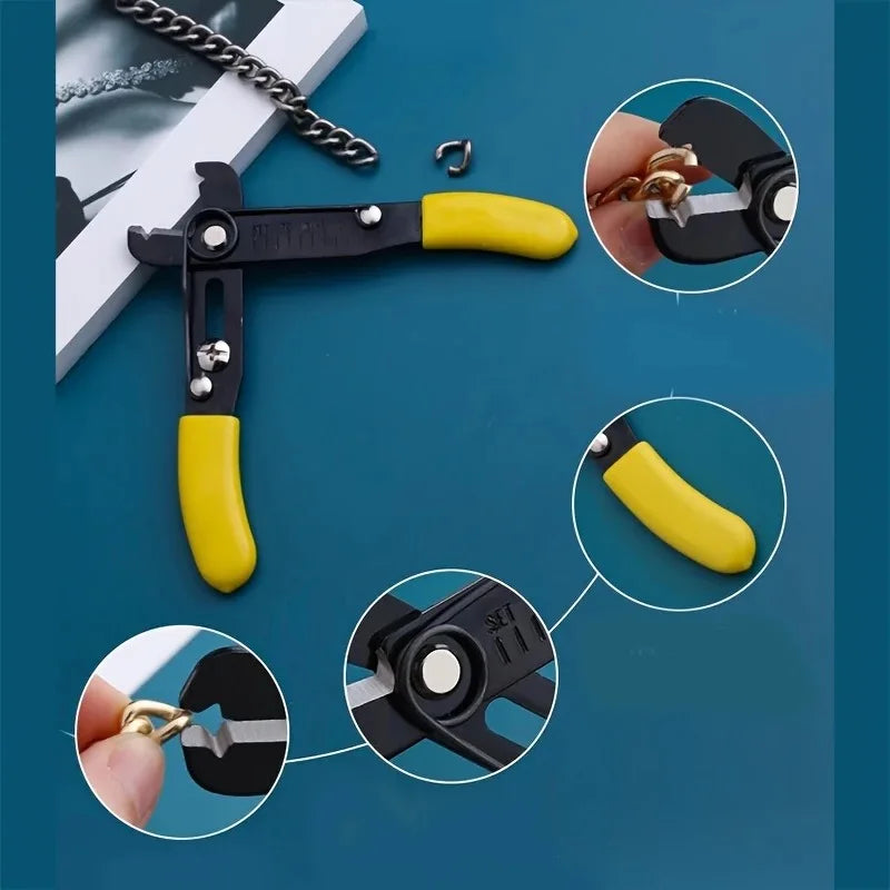 Jewelry Making Chain Pliers - Riveted Manual Bag Chain Opening/Closing Tool, Adjustable Mini Stripper for Chain Installation