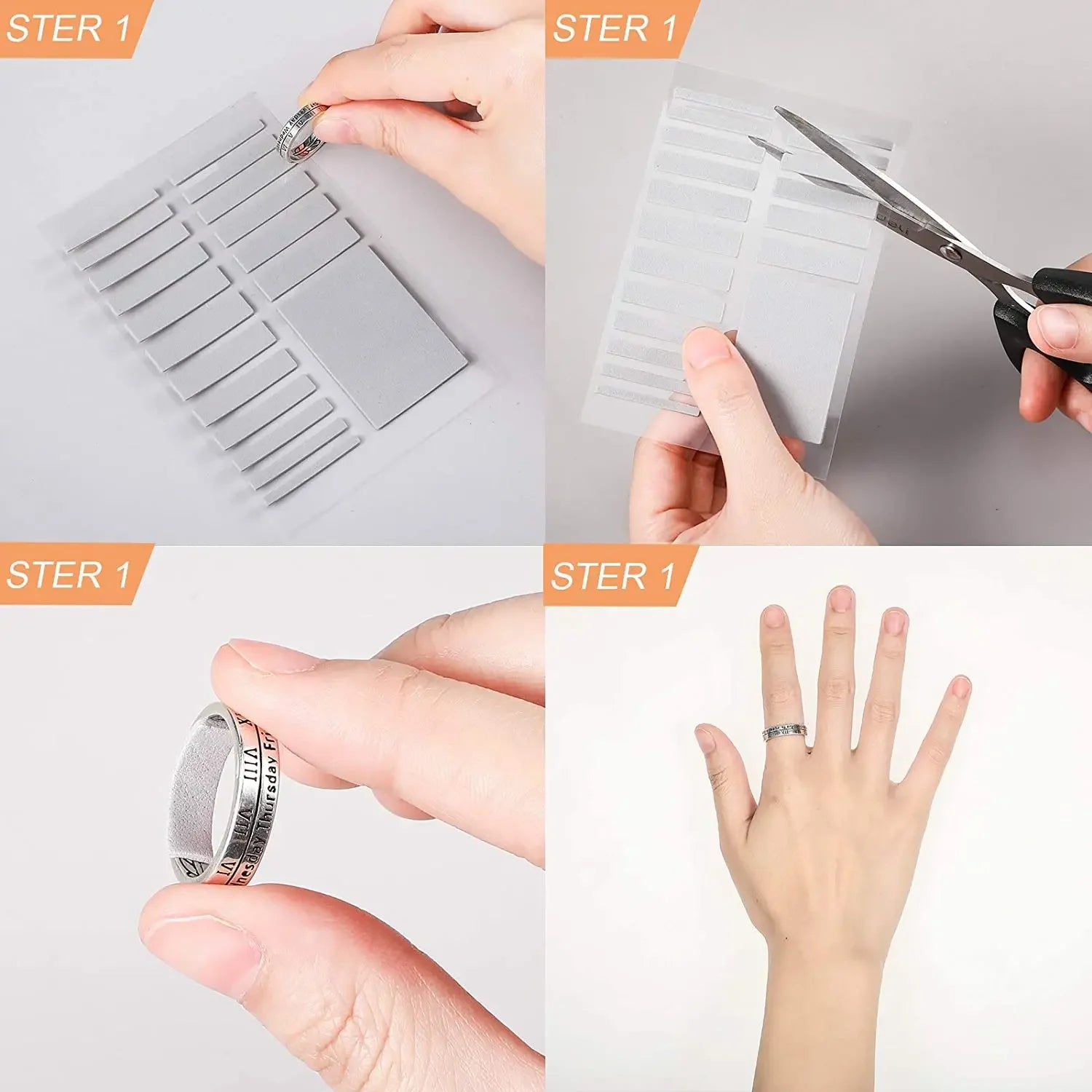 19pcs Any Rings Size Adjust Stickers Silicone Transparent Big Size Ring Invisible Fixed Tightener Reducer Resizing Jewelry Tools