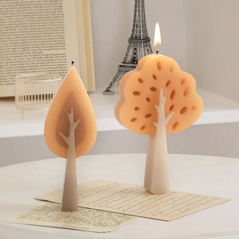 DIY Tree Candle Silicone Mold Gypsum Aromatherapy Leaf Candle Holder Desktop Display Resin Epoxy Mold Home Decoration Storage