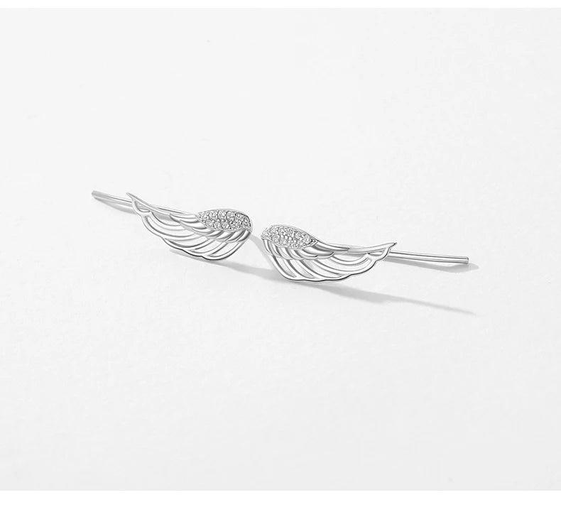 MODIAN Real 925 Sterling Silver Angel Wings Simple Stud Earrings Trendy Earrings For Women Birthday Anniversary Jewelry Gift