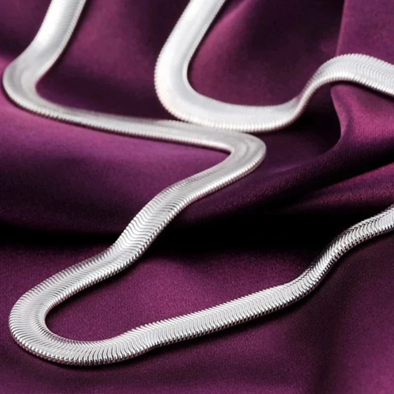 New 925 Sterling Silver 16/18/20/22/24 Inch 6mm Flat Snake Chain Necklace For Woman Fashion Wedding Party Charm Jewelry Gifts