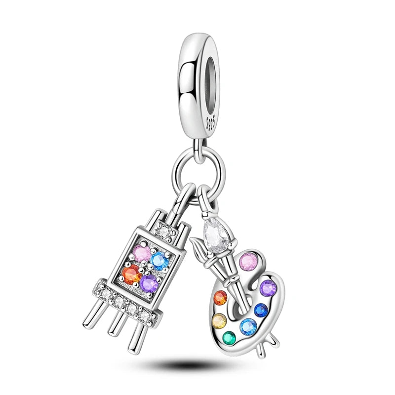 Hot Sales 925 Silver Original Charms Beads Colored Pendant Charm Fit Bracelet Necklace Dangle For Women DIY Jewelry Making