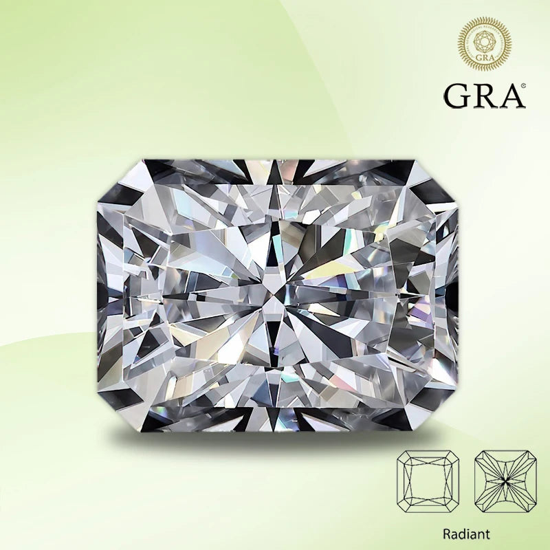 Moissanite Stone Radiant Cut D Color VVS1 Gemstone Lab Grown Synthetic Diamond for Charms Women Jewelry with  Certificate