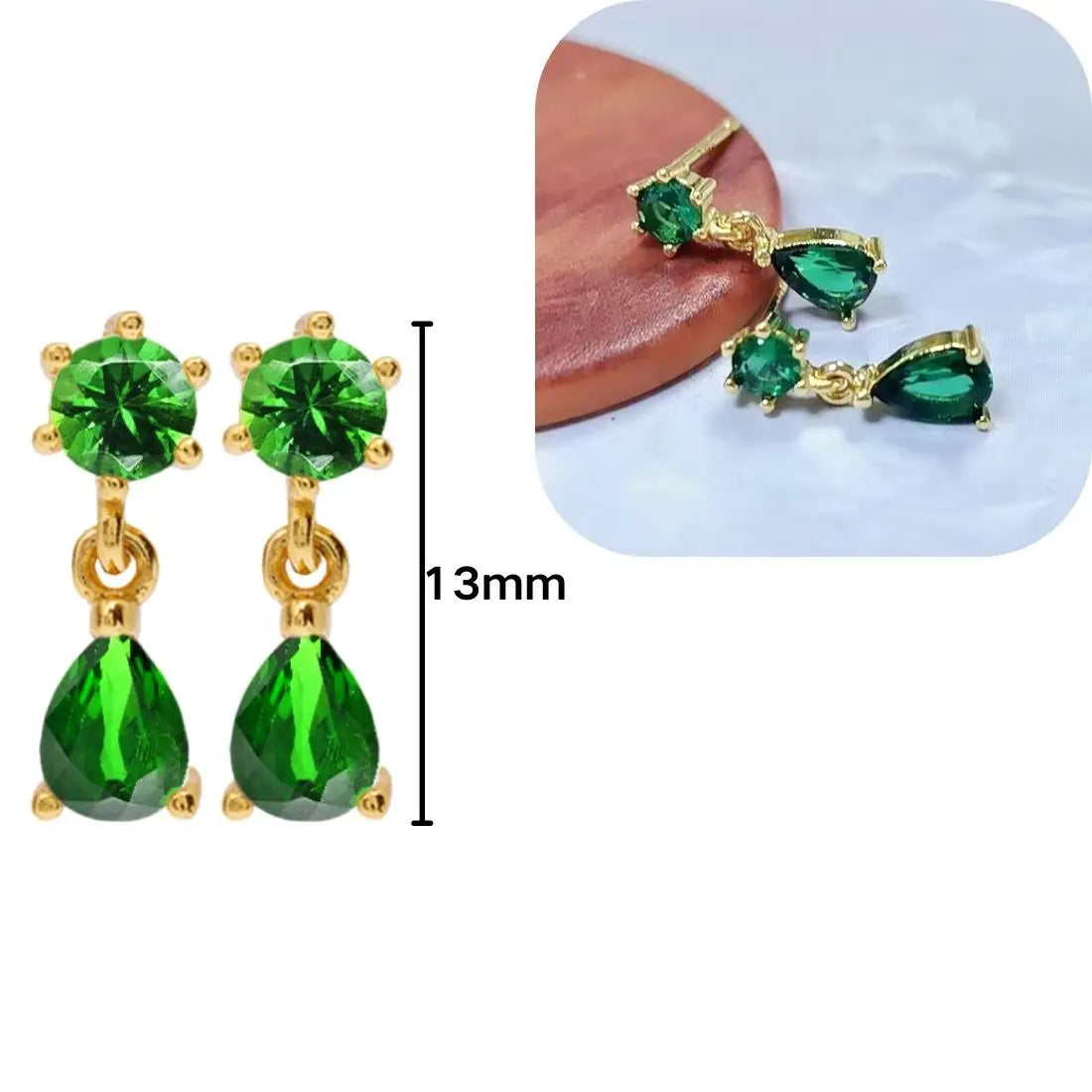 925 Sterling Silver Needle Luxury Green Series Small Hoop Earrings for Women 24K Gold Earrings Trend Jewelry Ear Accessories