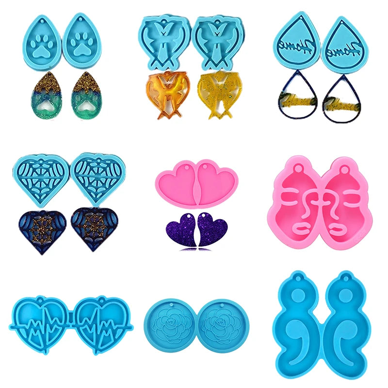 Valentine's Day Earrings Epoxy Resin Mold Eardrop Danglers Silicone Mould DIY Crafts Jewelry Pendants Casting Tools