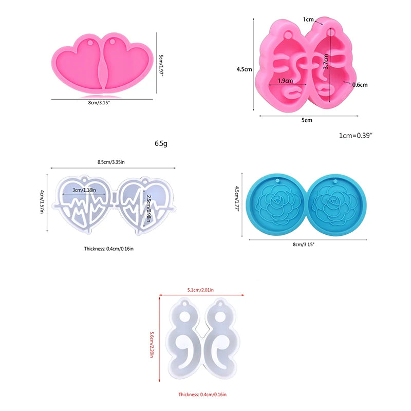 Valentine's Day Earrings Epoxy Resin Mold Eardrop Danglers Silicone Mould DIY Crafts Jewelry Pendants Casting Tools
