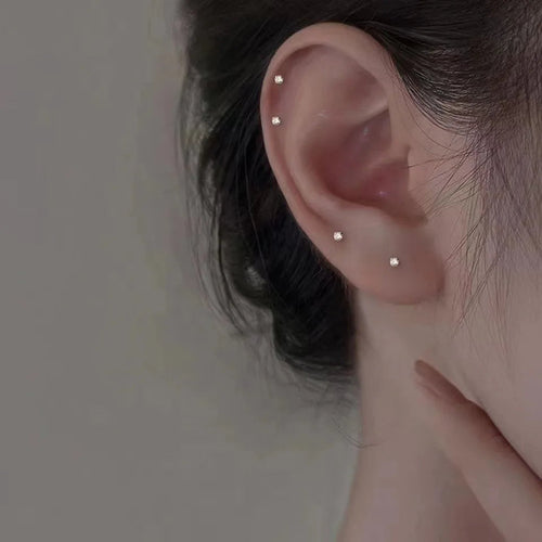 Trendy Mini Rhinestones Stud Earrings for Women Girls Daily Jewelry