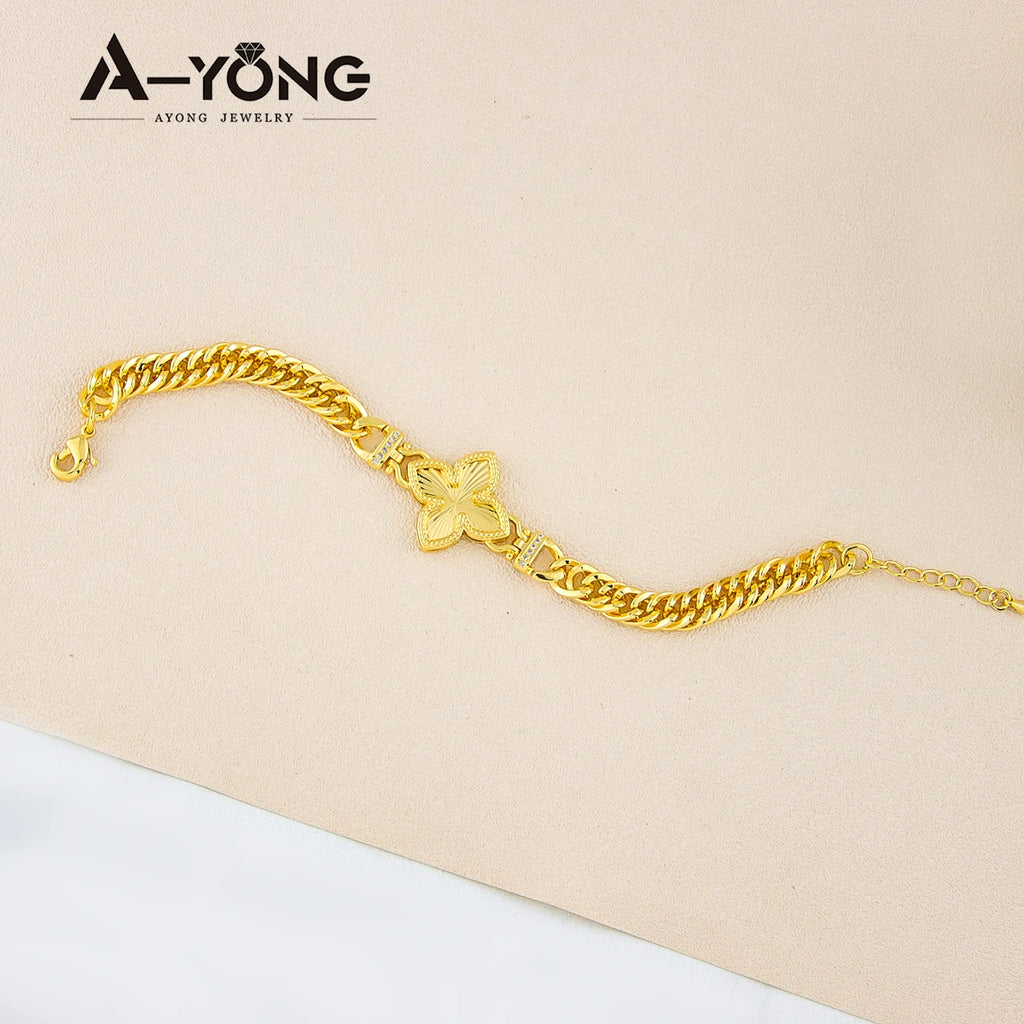 Italian Jewelry Set 21k Gold Plated Zircon Dubai Luxury Necklace Bracelet Earrings Ring Sets Women Wedding Birthday Party Gifts