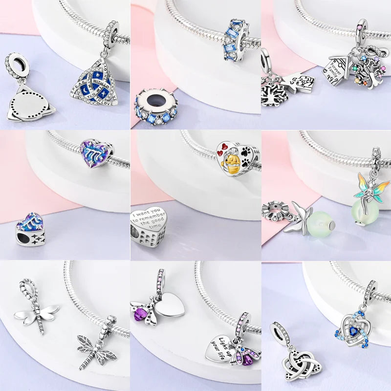 Hot Sales 925 Silver Original Charms Beads Colored Pendant Charm Fit Bracelet Necklace Dangle For Women DIY Jewelry Making