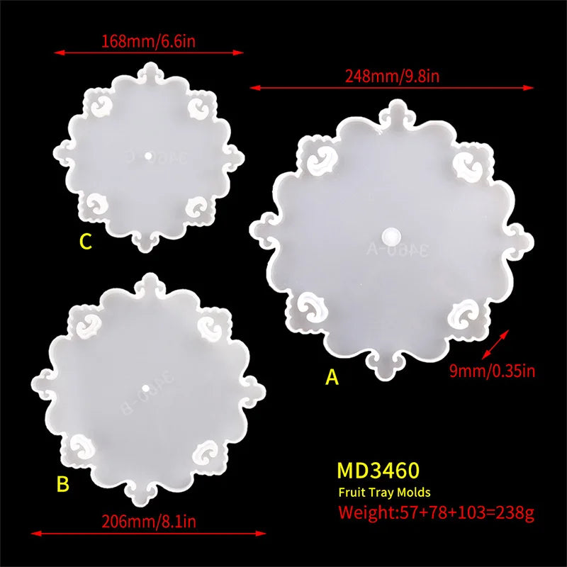 DIY Three-layer Round Fruit Plate Silicone Mold Cake Snack Rack Epoxy Resin Molds For Home Decoration Resin Art Mould