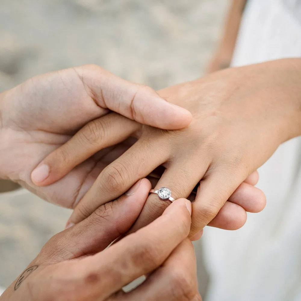 U7 925 Sterling Silver Wedding Rings for Woman Size 5 -12 Black White Crystal CZ Anniversary Dainty Jewelry Gift for Wife