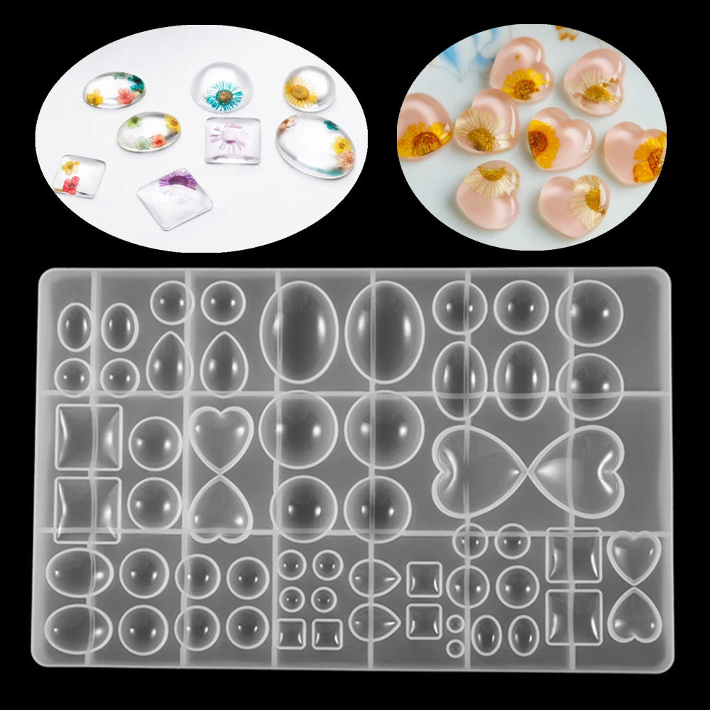 1Pcs Round Oval Heart Shaped Mirror Resin Mold for DIY UV Expoy Jewelry Making Finding Decorative Craft