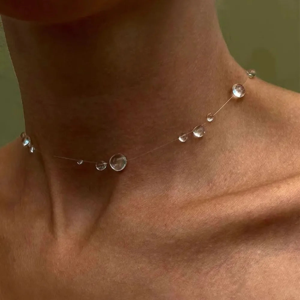 Water Drop Necklace Raindrop Earrings Resin Ice-Clear Dewdrop Jewelry Water Droplet Crystal Women's Elegant Accessories New