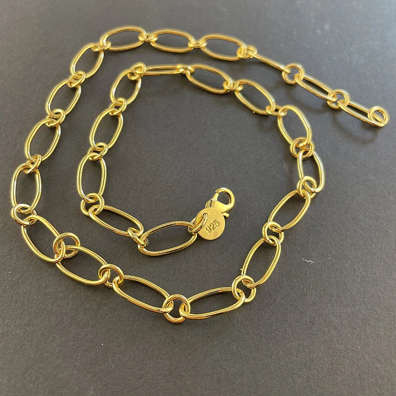 925 Sterling Silver Necklace 18k Gold-plated Paper Clip Necklace Charm Jewelry Christmas Gift